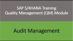Video 26 – SAP S/4 HANA Quality Management (QM) module training – Audit Management.