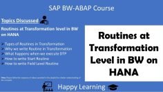 22 ABAP Routines at Transformation level in BW on HANA